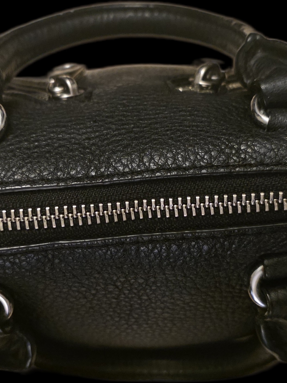Rebecca Minkoff Black & Silver Leather Micro Moto Satchel & Crossbody Bag Purse - Picture 3 of 15